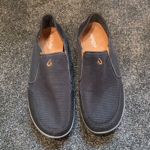 OluKai Black and Orange Boat Shoes